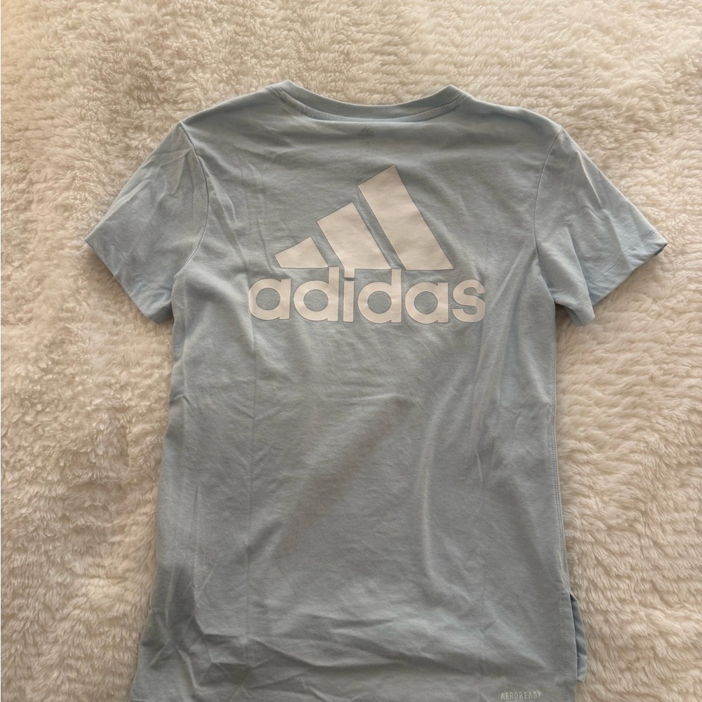 Adidas Sky Blue Tee with White Logo